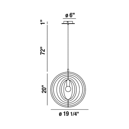 Abruzzo Pendant Light - line drawing.