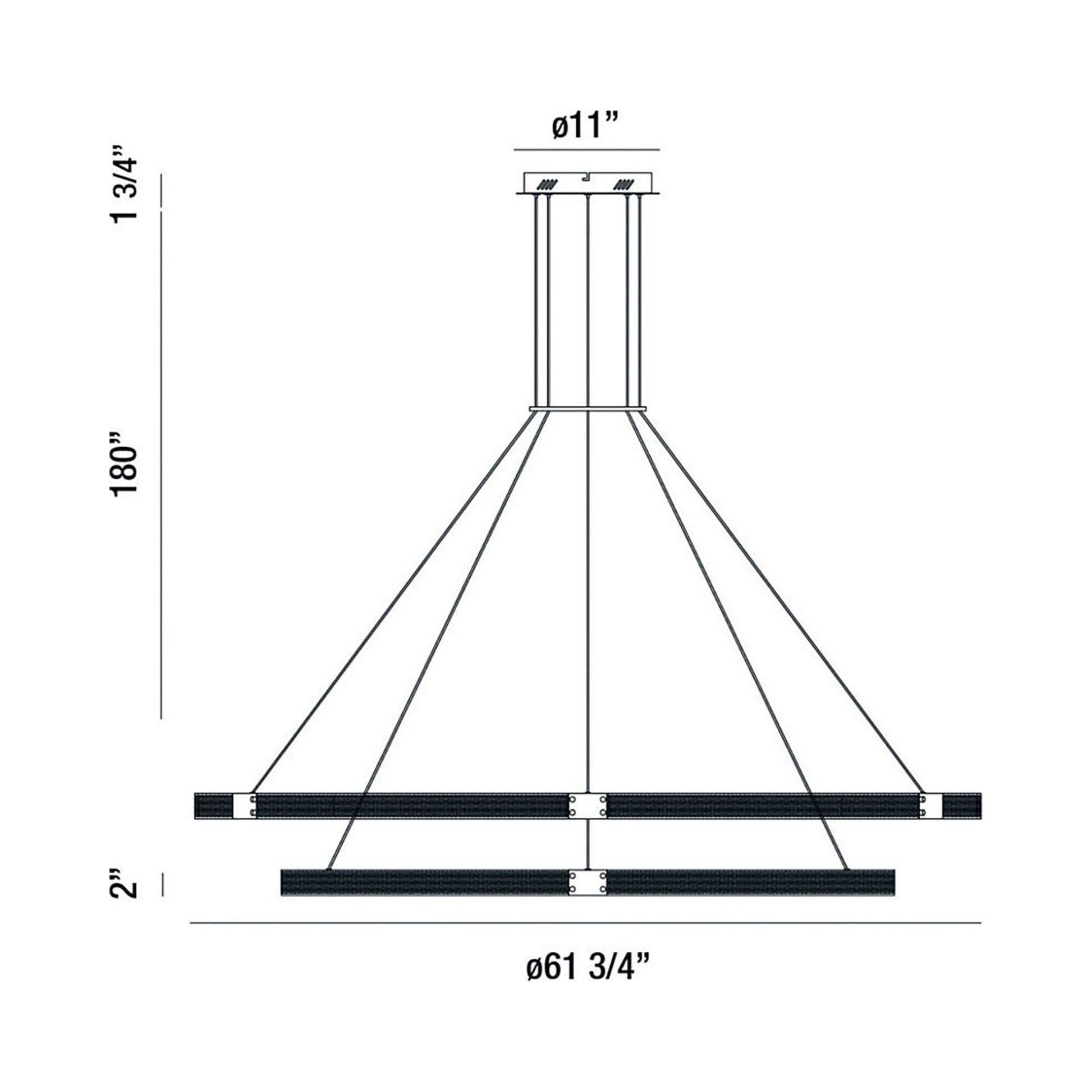 Admiral LED Double Ring Chandelier - line drawing.