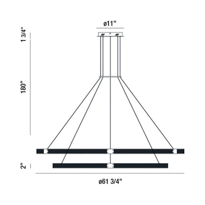 Admiral LED Double Ring Chandelier - line drawing.