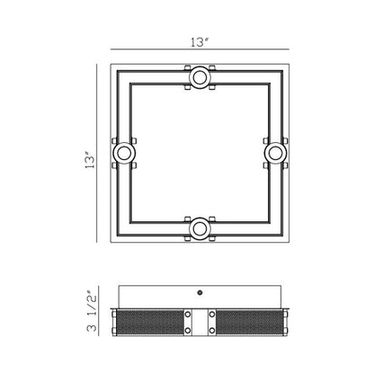 Admiral LED Flush Mount Ceiling Light - line drawing.