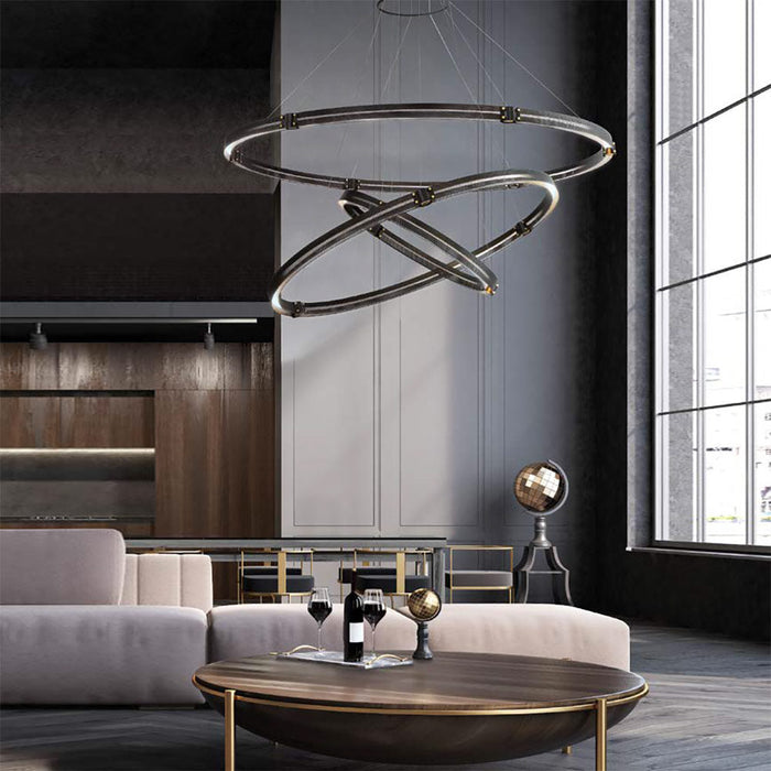 Admiral LED Multi Tier Chandelier in living room.