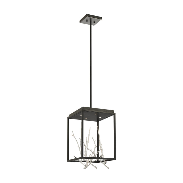 Aerie LED Square Chandelier in Black/Silver.