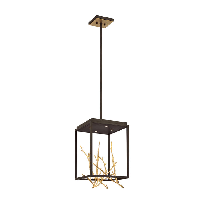 Aerie LED Square Chandelier in Bronze/Gold.