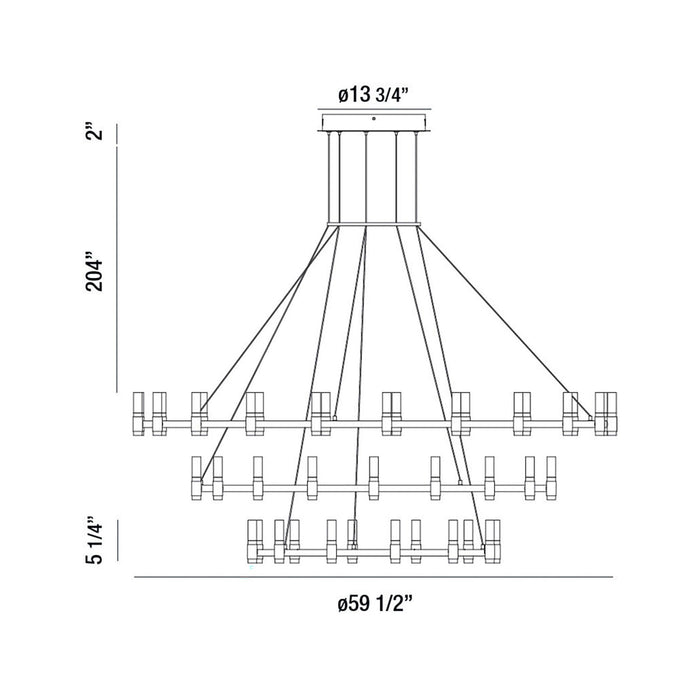 Albany LED Multi Tiered Chandelier - line drawing.