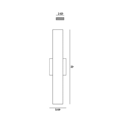 Annette Outdoor LED Wall Light - line drawing.