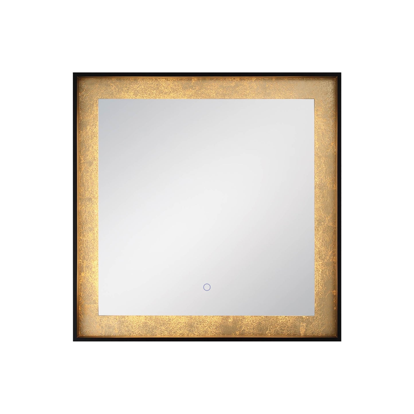 Anya LED Square Mirror in Black/Gold.