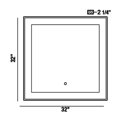 Anya LED Square Mirror - line drawing.