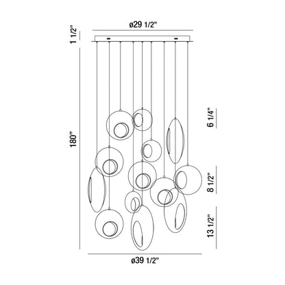 Arlington LED Multi Light Pendant Light - line drawing.