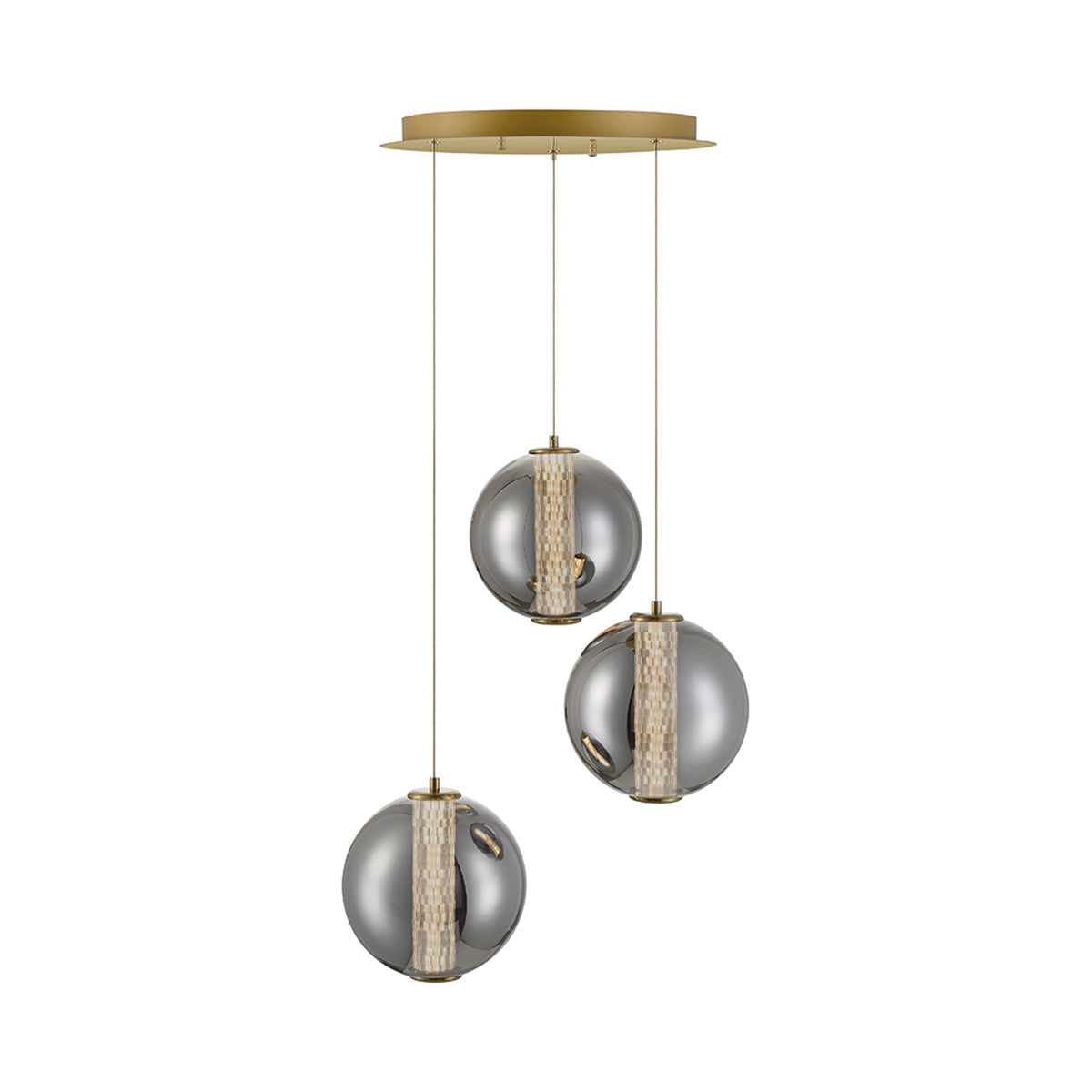 Atomo LED Multi Light Pendant Light in Gold/Smoke (3-Light).