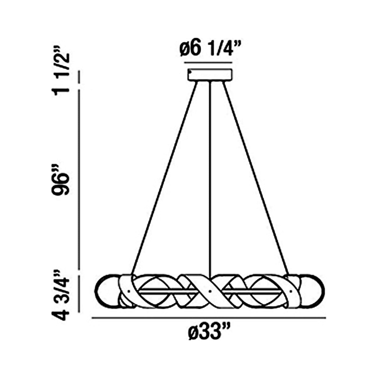 Banderia LED Chandelier - line drawing.