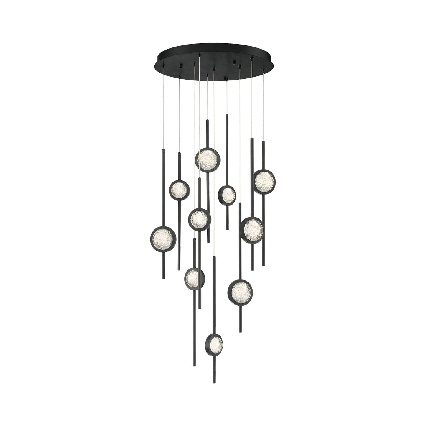 Barletta LED Multi Light Pendant Light in Black Anodized Aluminum (10-Light).