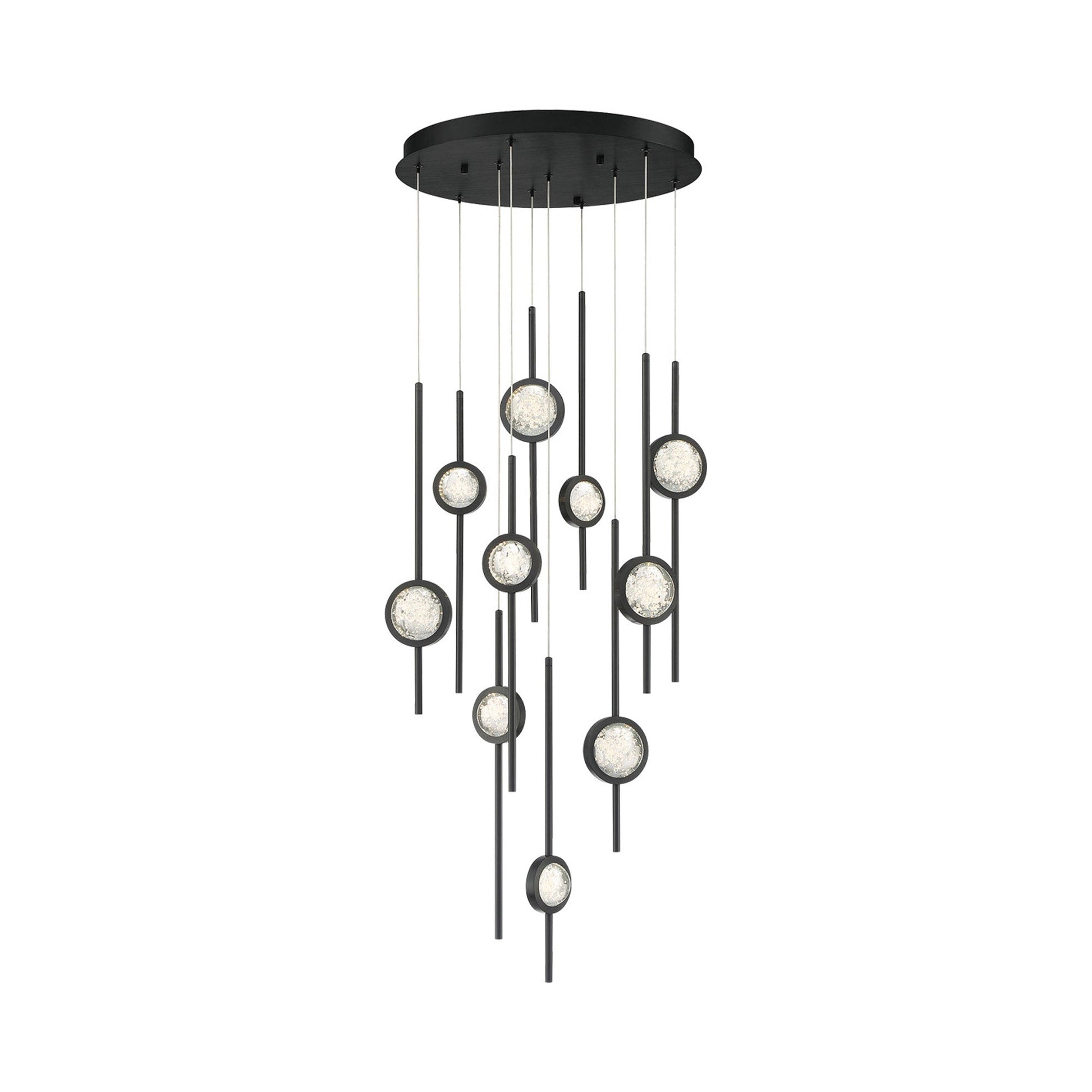 Barletta LED Multi Light Pendant Light in Black Anodized Aluminum (10-Light).