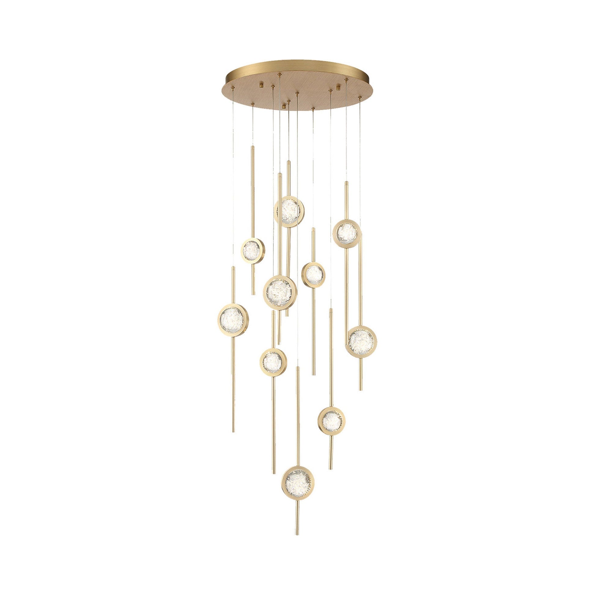 Barletta LED Multi Light Pendant Light in Brass Anodized Aluminum (10-Light).