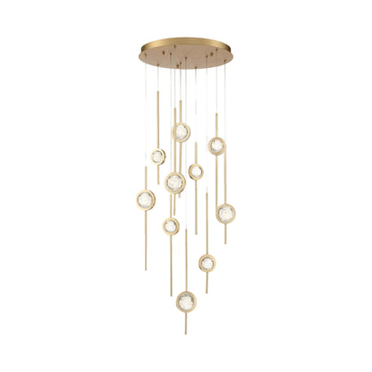 Barletta LED Multi Light Pendant Light in Brass Anodized Aluminum (10-Light).