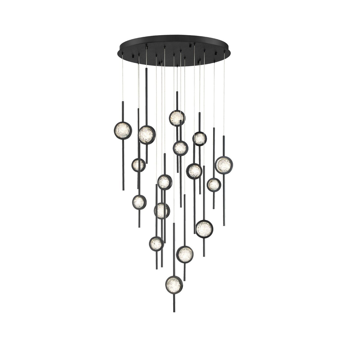 Barletta LED Multi Light Pendant Light in Black Anodized Aluminum (16-Light).