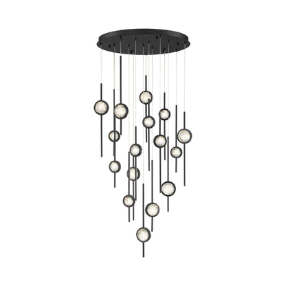 Barletta LED Multi Light Pendant Light in Black Anodized Aluminum (16-Light).