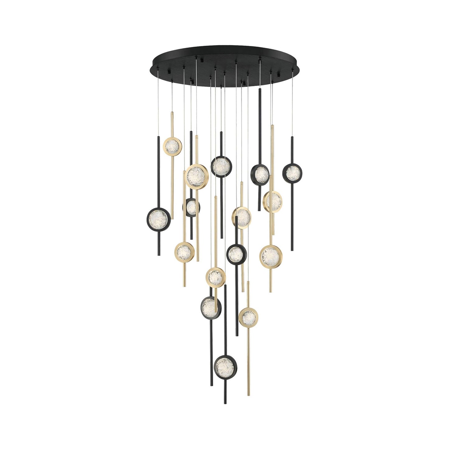 Barletta LED Multi Light Pendant Light in Black Anodized Aluminum/Brass Anodized Aluminum (16-Light).