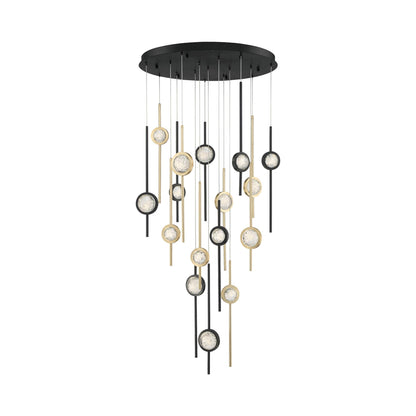 Barletta LED Multi Light Pendant Light in Black Anodized Aluminum/Brass Anodized Aluminum (16-Light).