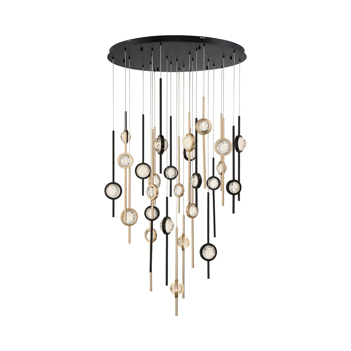 Barletta LED Multi Light Pendant Light in Black Anodized Aluminum/Brass Anodized Aluminum (26-Light).