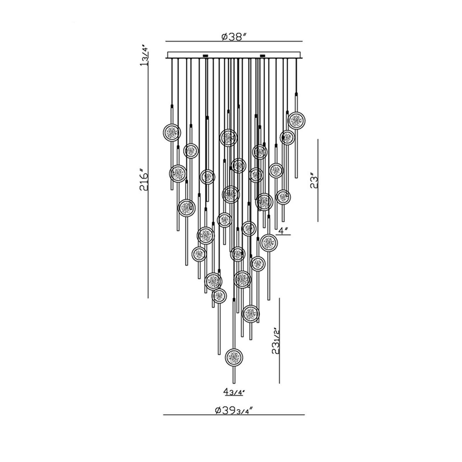 Barletta LED Multi Light Pendant Light - line drawing.