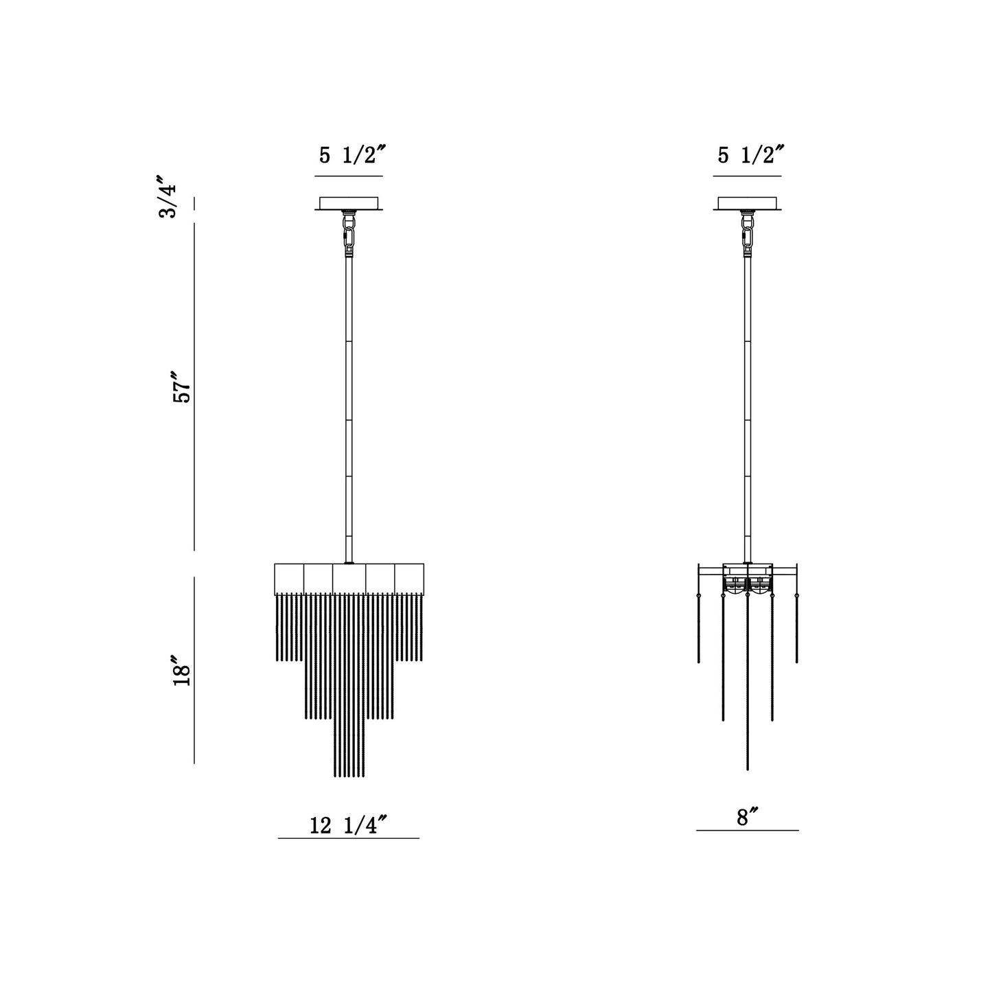 Bloomfield LED Mini Pendant Light - line drawing.