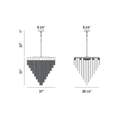 Bloomfield Oval LED Chandelier - line drawing.