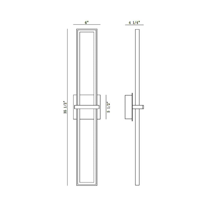 Bordo Outdoor LED Wall Light - line drawing.