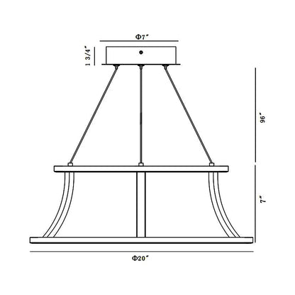 Cadoux LED Chandelier - line drawing.