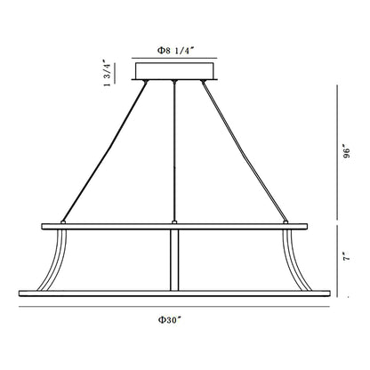 Cadoux LED Chandelier - line drawing.