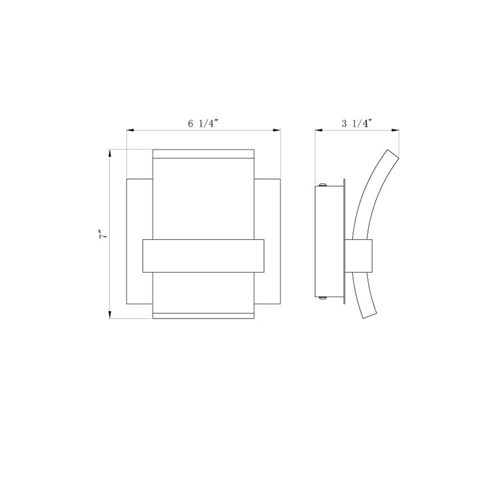 Cambridge LED Bath Wall Light - line drawing.