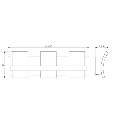 Cambridge LED Vanity Wall Light - line drawing.