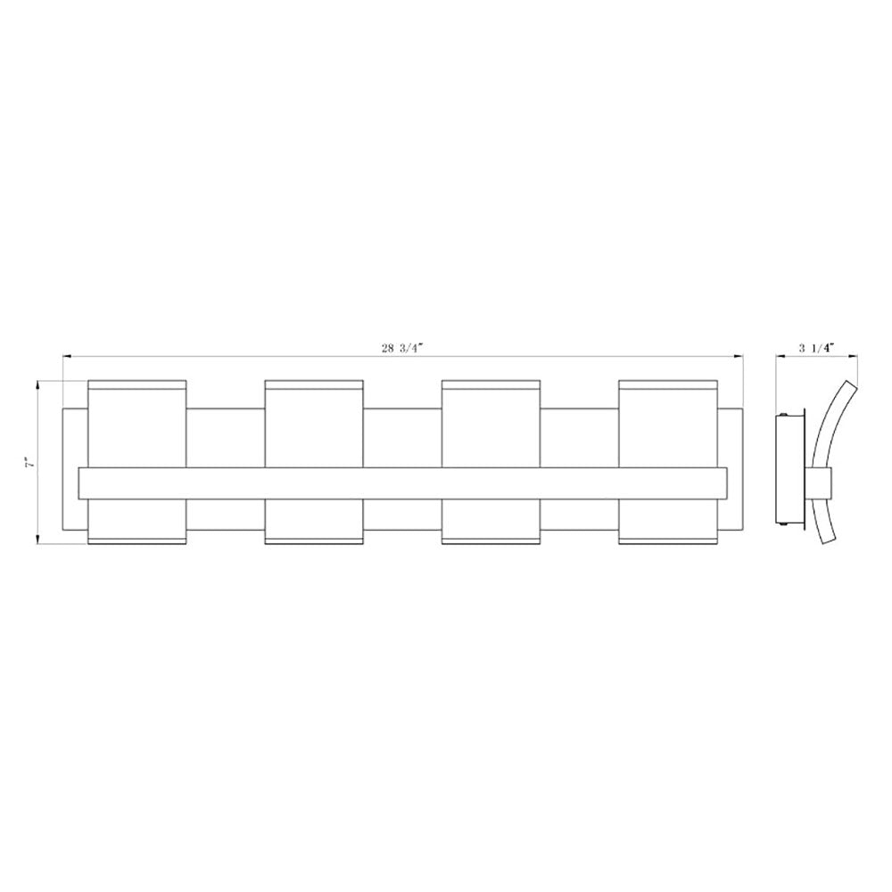 Cambridge LED Vanity Wall Light - line drawing.