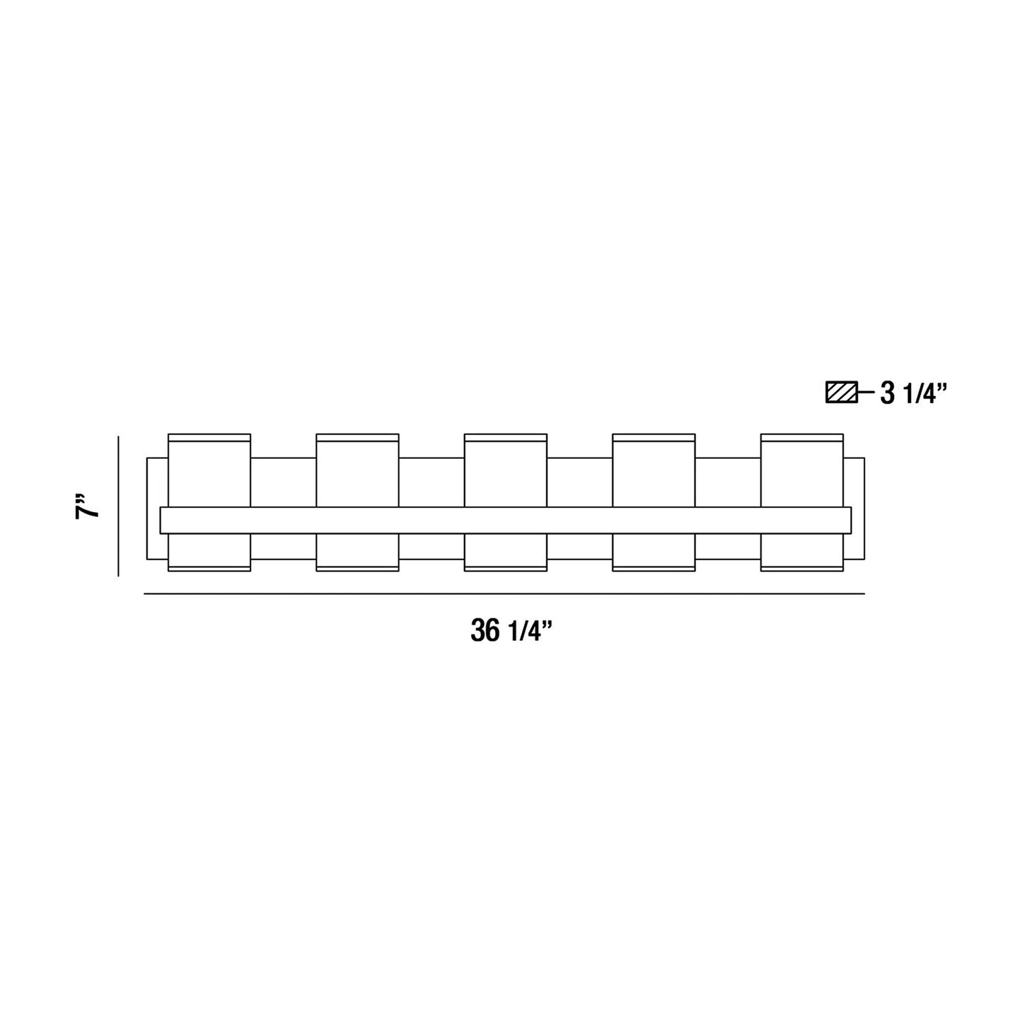 Cambridge LED Vanity Wall Light - line drawing.