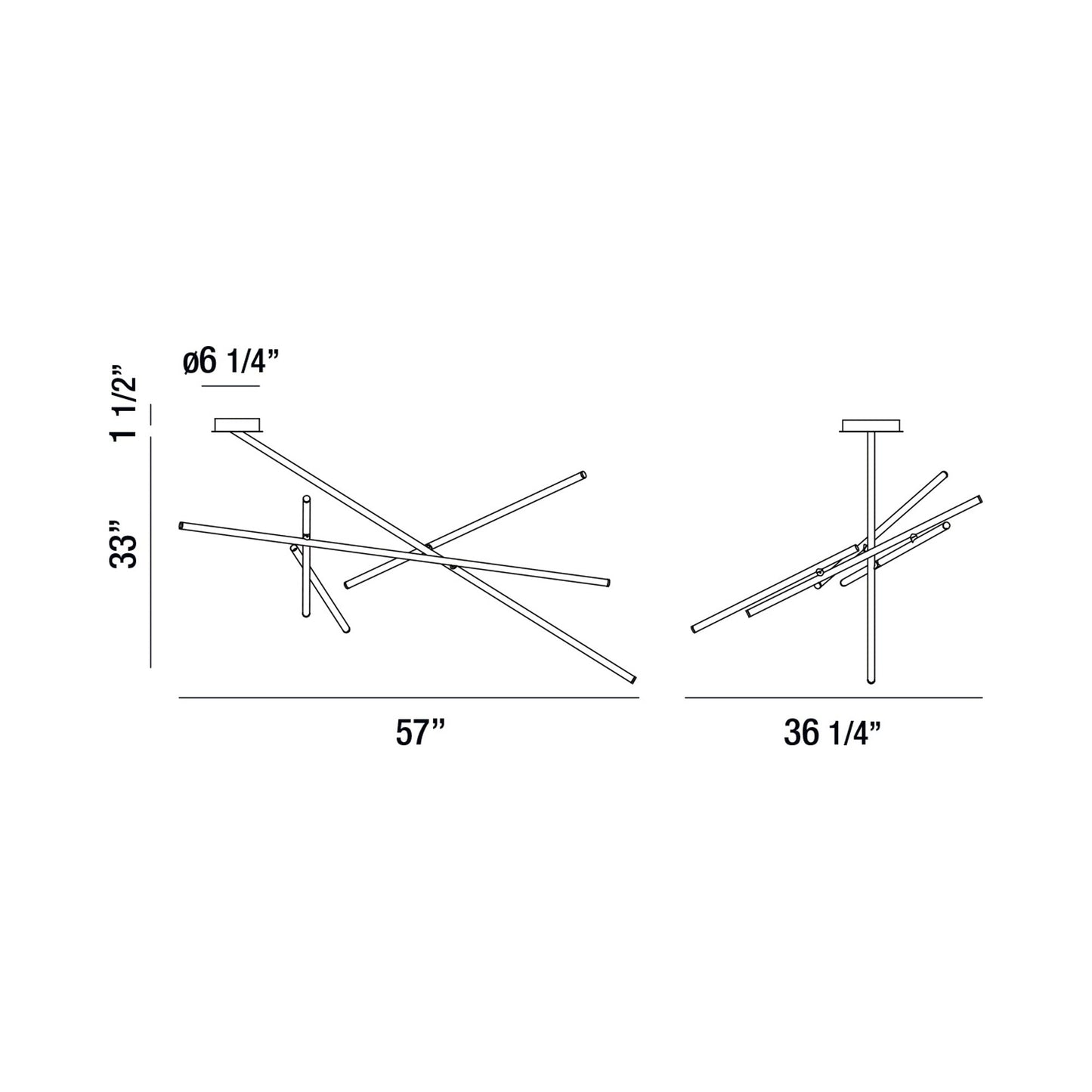 Crossroads LED Semi Flush Mount Ceiling Light - line drawing.