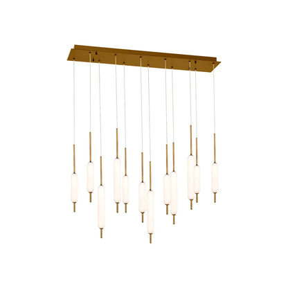 Cumberland Rectangular LED Multi Light Pendant Light in Brass.