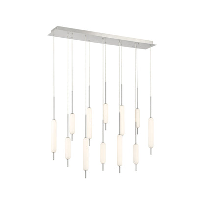 Cumberland Rectangular LED Multi Light Pendant Light in Satin Nickel.