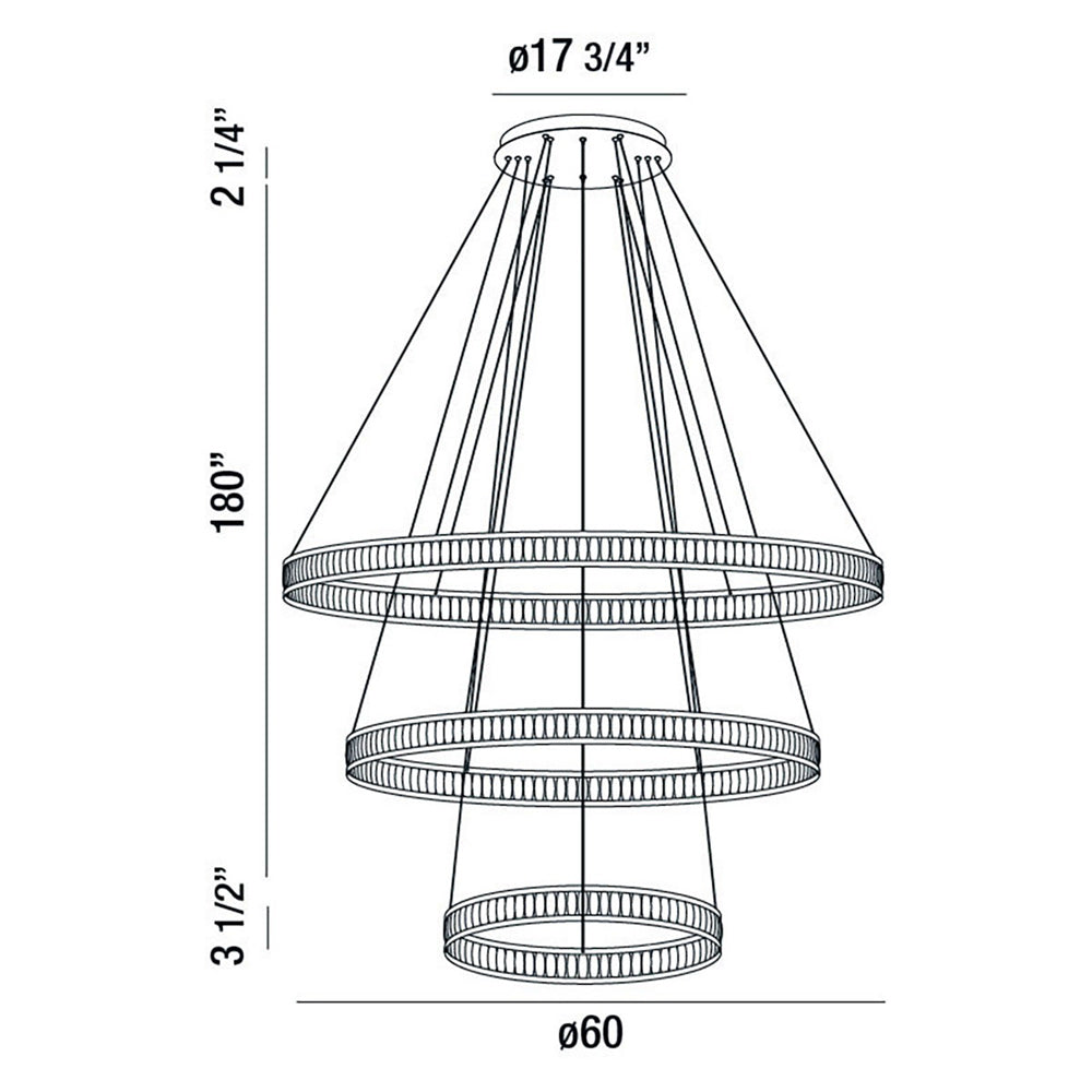 Forster LED Multi Tier Chandelier - line drawing.