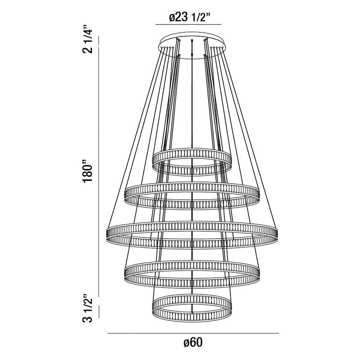 Forster LED Multi Tier Chandelier - line drawing.