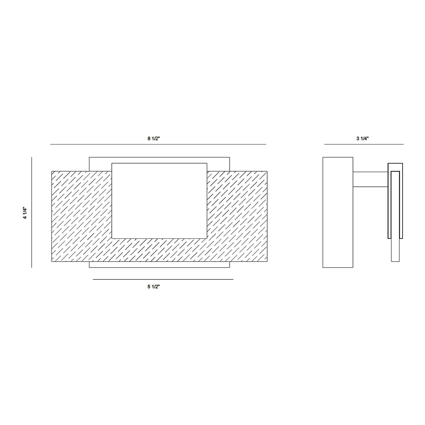 Kasha LED Bath Wall Light - line drawing.