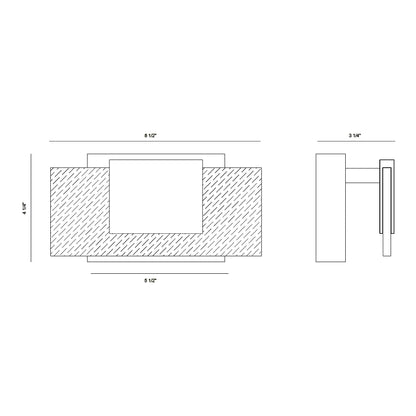 Kasha LED Bath Wall Light - line drawing.