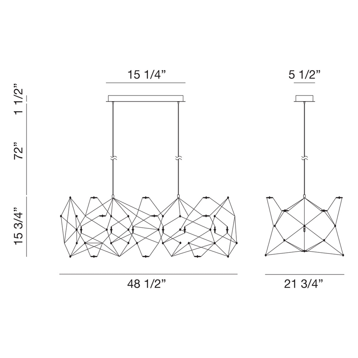Leonardelli LED Chandelier - line drawing.