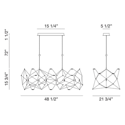 Leonardelli LED Chandelier - line drawing.