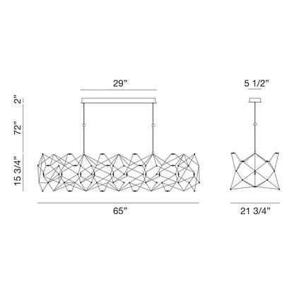 Leonardelli LED Chandelier - line drawing.