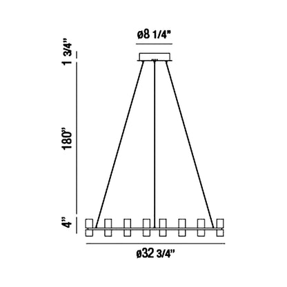 Netto LED Chandelier - line drawing.