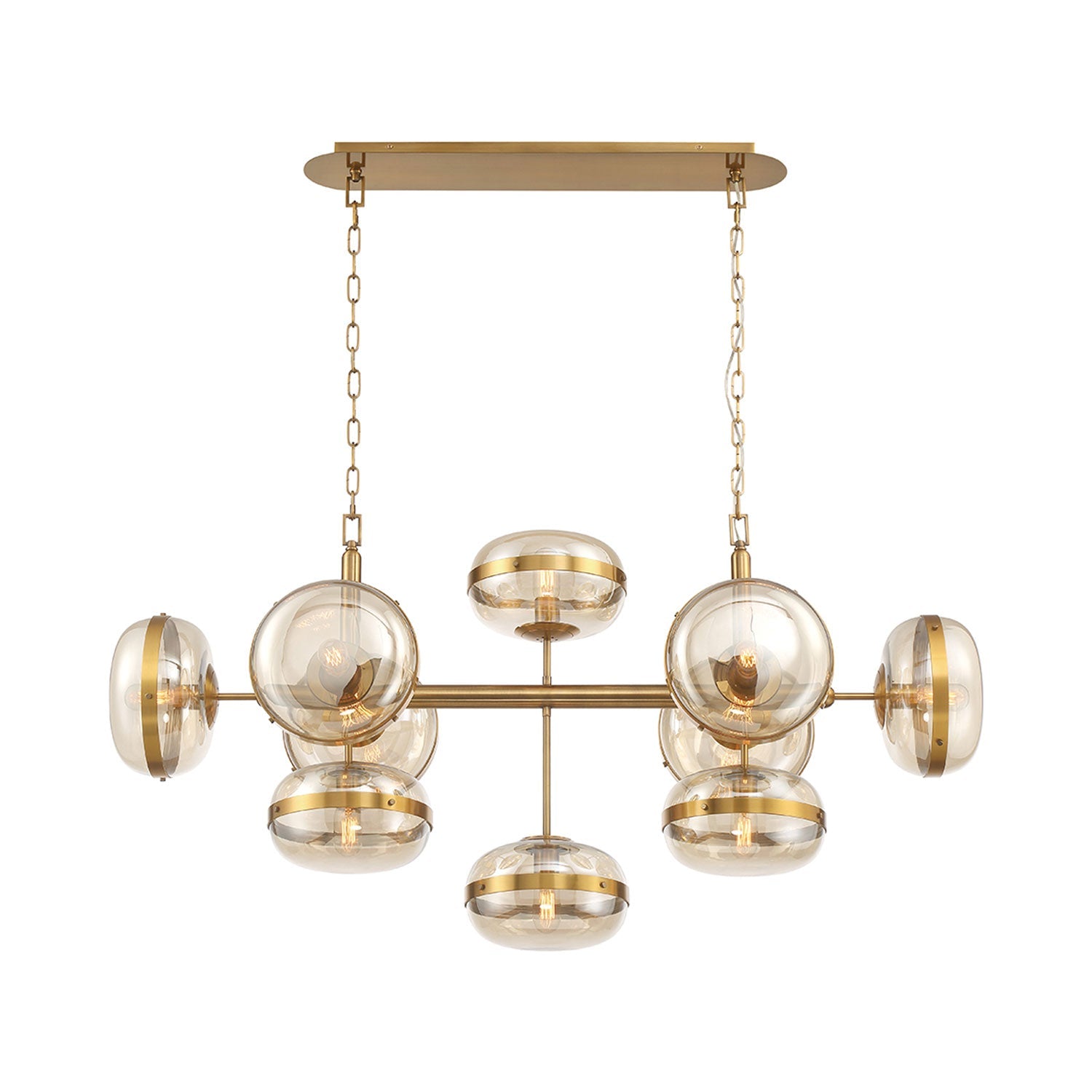 Nottingham Oval Chandelier in Antique Brass (10-light).