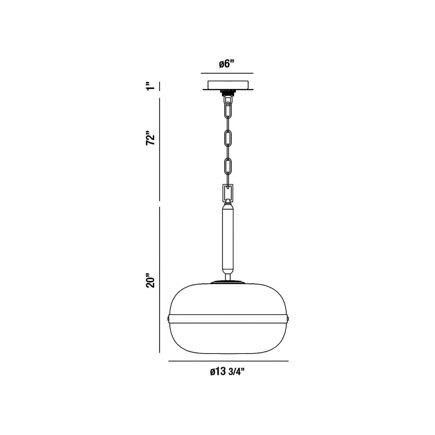 Nottingham Pendant Light - line drawing.