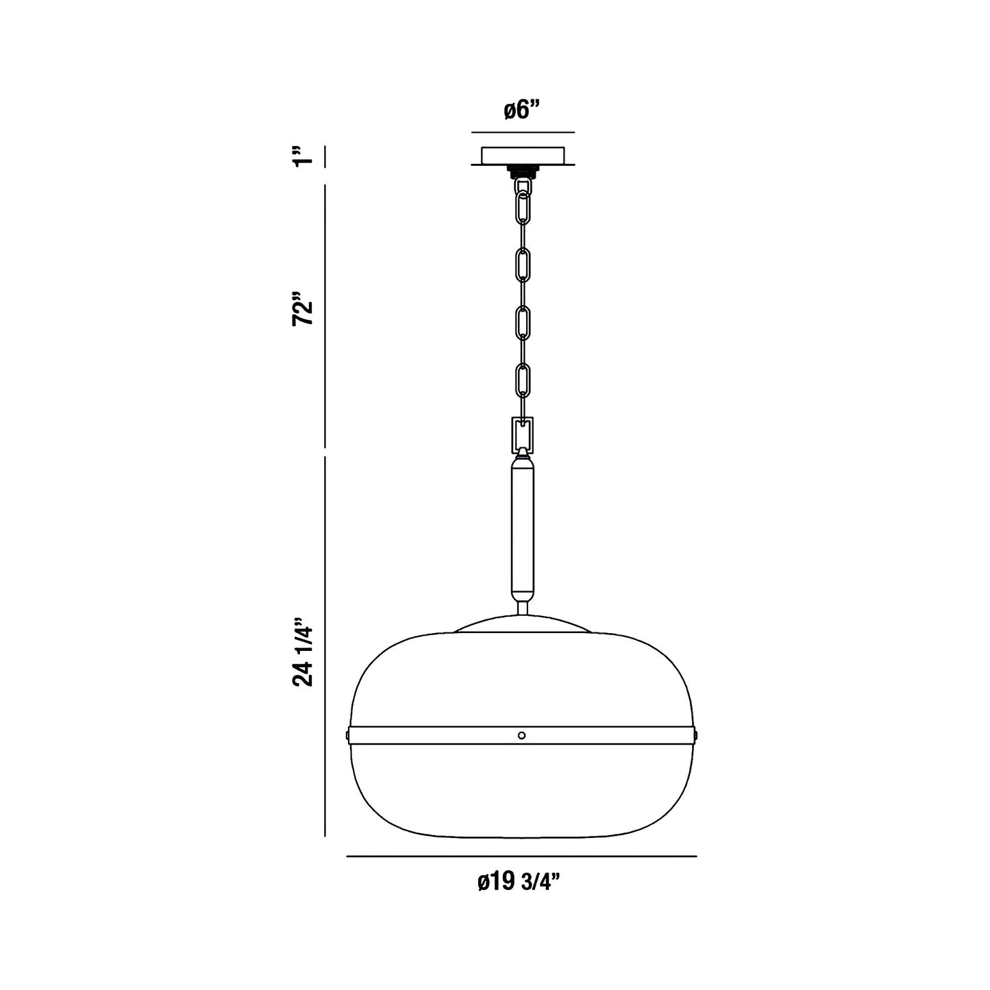 Nottingham Pendant Light - line drawing.