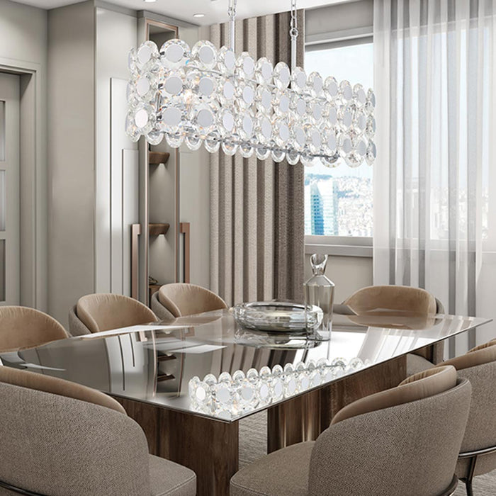 Perrene Linear Pendant Light in dining room.