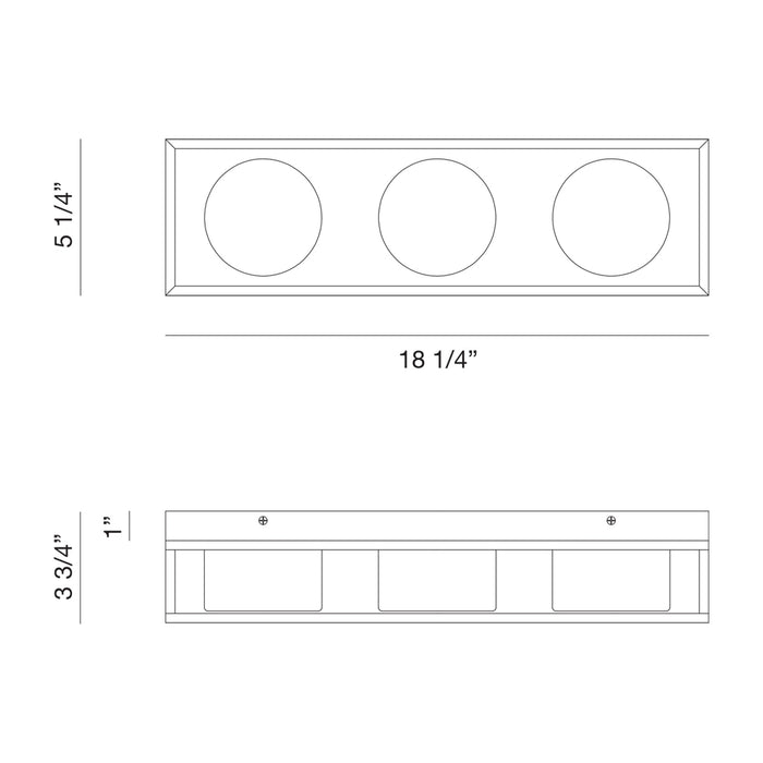 Rover LED Vanity Wall Light - line drawing.