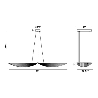 Seraph LED Linear Pendant Light - line drawing.